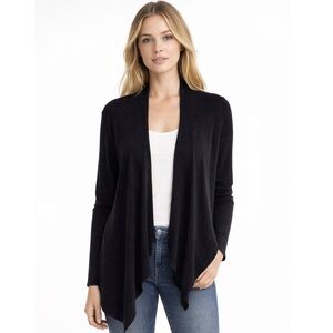 Eileen Fisher 100% Organic Linen Black Waterfall Cardigan Size Small